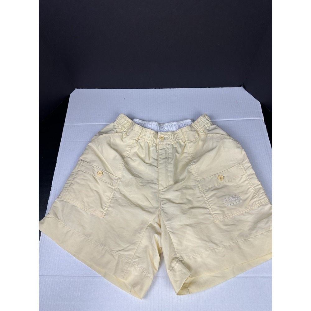 AFTCO Original Fishing Shorts Mens 34 Long Yellow Cargo Swim M01L 8" Inseam